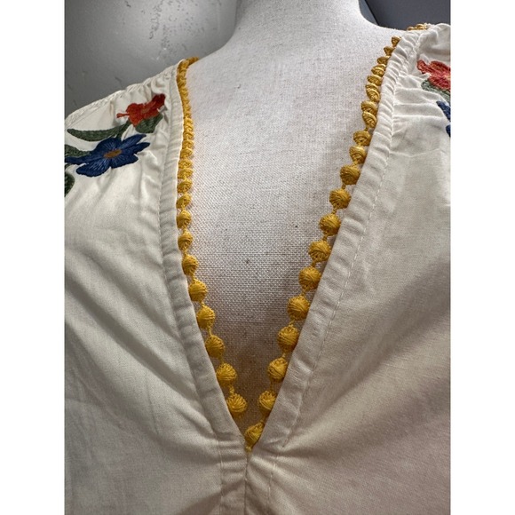 FARM Rio Embroidered Flowers Tiered Mini Dress Sz Medium Cotton NWT Rare Brazil - Picture 10 of 16